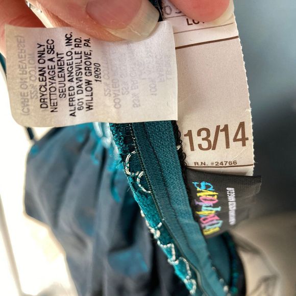 Vintage Alfred Angelo  Flirtations Dress Party Prom Club Green 13/14 90s Y2K - Picture 7 of 12